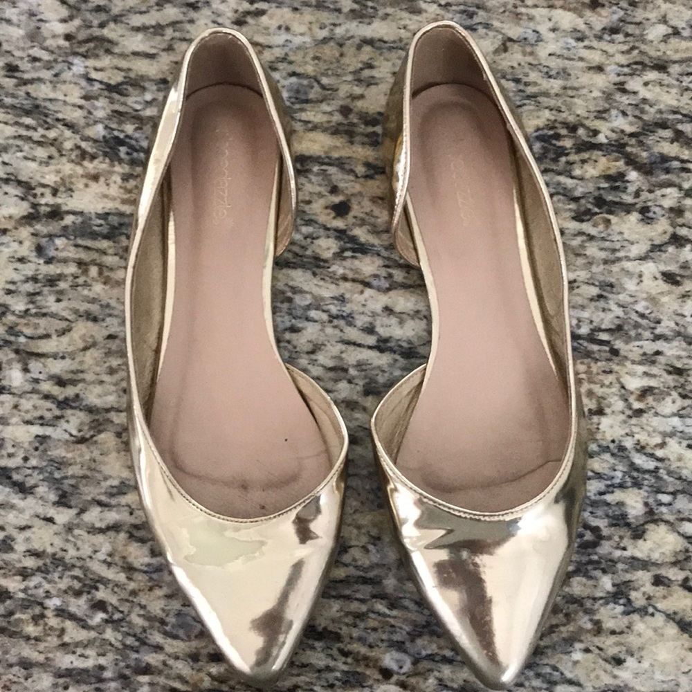 gold pointy flats